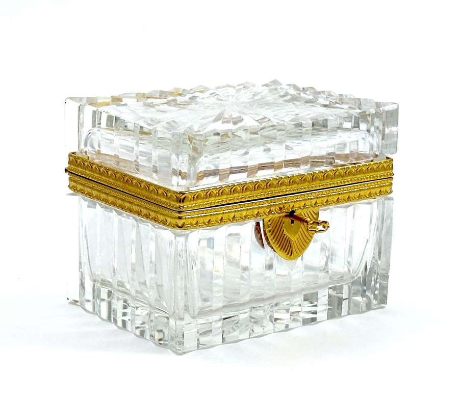 High Quality Antique Baccarat Cut Crystal Box with Dore Bronze Mounts