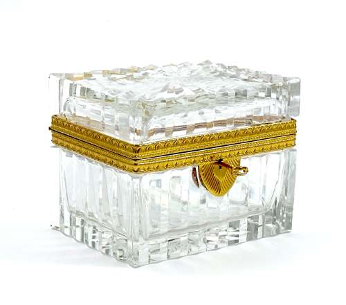 High Quality Antique Baccarat Cut Crystal Box with Dore Bronze Mounts