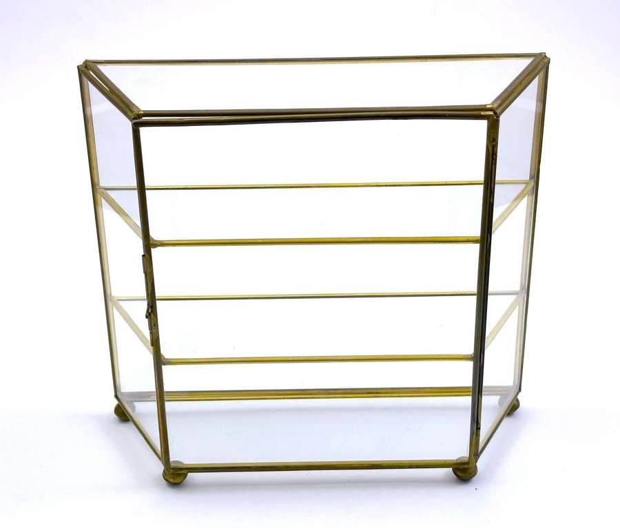 Vintage Vitrine Box with a Glass Door with 2 Glass Display Shelves. 