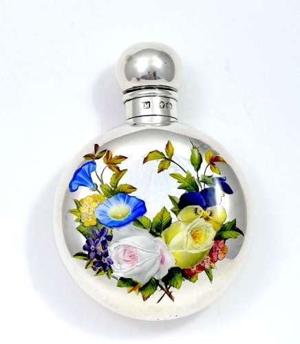Stunning Antique Silver & Enamel Perfume Bottle by S.Mordan 1888