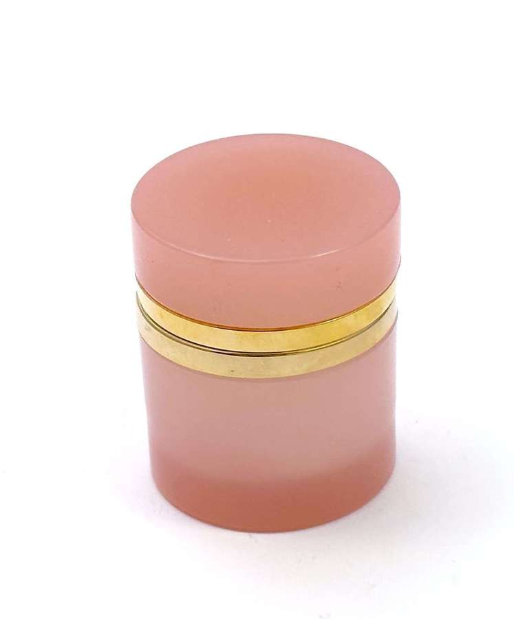 Small Antique Pink&nbsp;Opaline Glass Cylindrical Casket