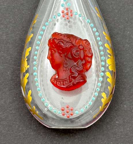 RARE Antique French Palais Royal Cameo & Crystal Glass Perfume Bottle