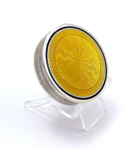 Antique Silver and Gold Coloured Guilloche Enamel Pill Box