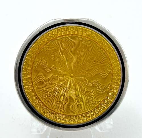 Antique Silver and Gold Coloured Guilloche Enamel Pill Box