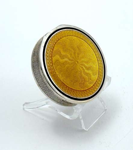 Antique Silver and Gold Coloured Guilloche Enamel Pill Box