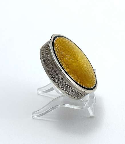Antique Silver and Gold Coloured Guilloche Enamel Pill Box