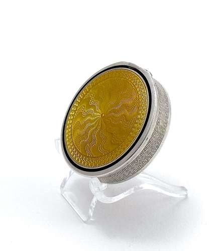 Antique Silver and Gold Coloured Guilloche Enamel Pill Box