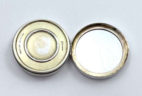 Rare Antique F&B Silver & Pink Guilloche Enamel Double Compact