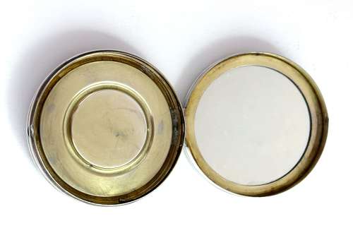 Rare Antique F&B Silver & Pink Guilloche Enamel Double Compact