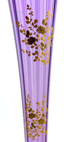 Tall Antique French Mont Joye Amethyst Crystal  Gold Enamelled Vase