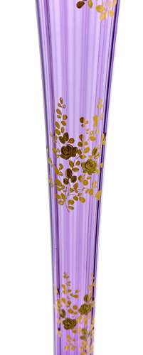 Tall Antique French Mont Joye Amethyst Crystal  Gold Enamelled Vase