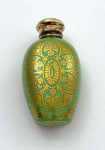 Exquisite Antique Porcelain Perfume Bottle with Summer Flowers