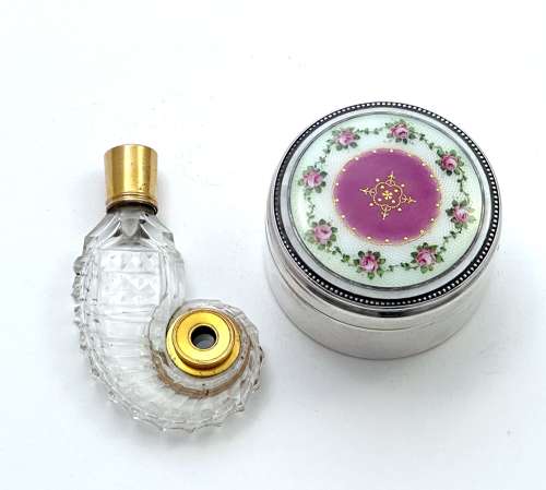 High Quality Antique Silver & Guilloche Enamel Box with Gold Leaf Work