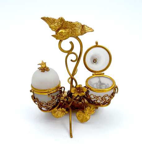 Antique Palais Royal Double Opaline Glass Egg Set