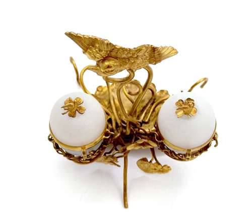 Antique Palais Royal Double Opaline Glass Egg Set