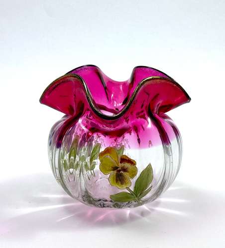 A Small Pretty Legras Mont Joye Bowl with Beautiful Enamelled Flowers