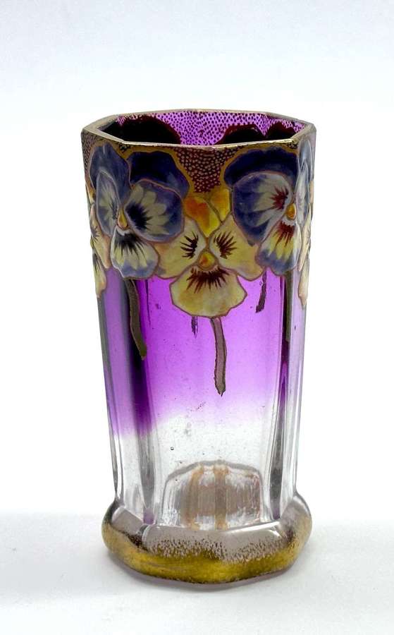 A Small Pretty Legras Mont Joye Vase&nbsp;with Beautiful Enamelled Flowers.