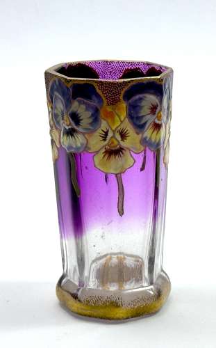 A Small Pretty Legras Mont Joye Vase with Beautiful Enamelled Flowers.