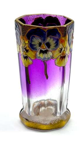 A Small Pretty Legras Mont Joye Vase with Beautiful Enamelled Flowers.