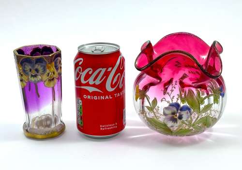 A Small Pretty Legras Mont Joye Vase with Beautiful Enamelled Flowers.