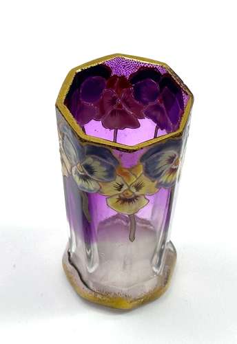 A Small Pretty Legras Mont Joye Vase with Beautiful Enamelled Flowers.