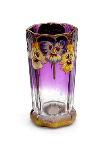 A Small Pretty Legras Mont Joye Vase with Beautiful Enamelled Flowers.