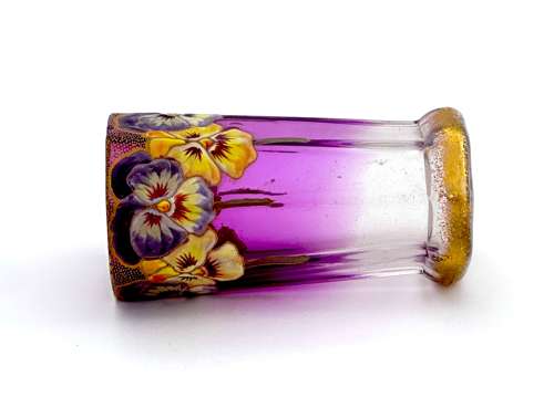 A Small Pretty Legras Mont Joye Vase with Beautiful Enamelled Flowers.