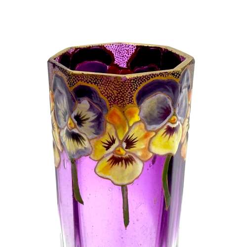 A Small Pretty Legras Mont Joye Vase with Beautiful Enamelled Flowers.