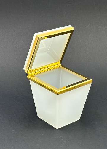 Unusual Antique White Opaline Glass Casket