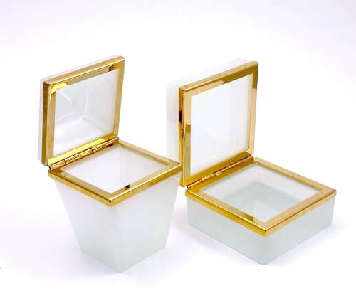 Unusual Antique White Opaline Glass Casket