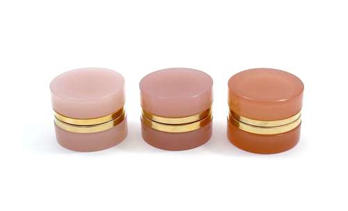 Antique Miniature Pale Pink Opaline Glass Cylindrical Casket