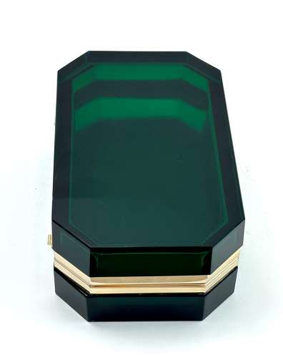 Rare XL Large Vintage Murano Green Glass Casket Box