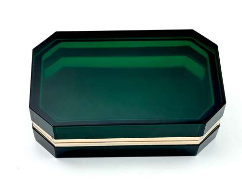 Rare XL Large Vintage Murano Green Glass Casket Box