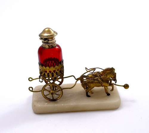 Antique Palais Royal Dore Bronze Carriage with Perfume Bottle