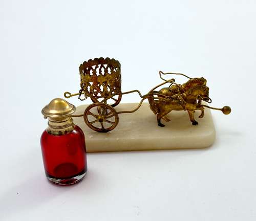 Antique Palais Royal Dore Bronze Carriage with Perfume Bottle