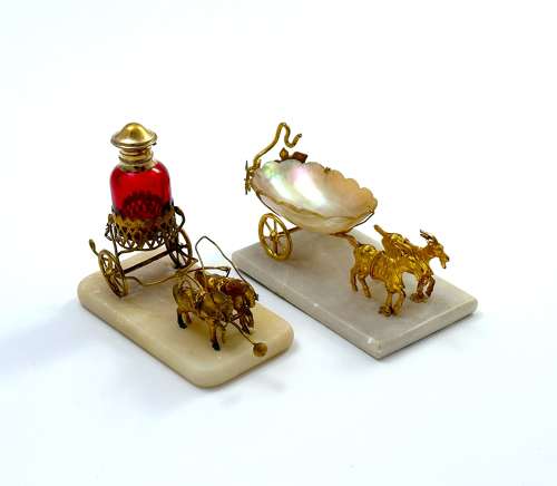 Antique Palais Royal Dore Bronze Carriage with Perfume Bottle