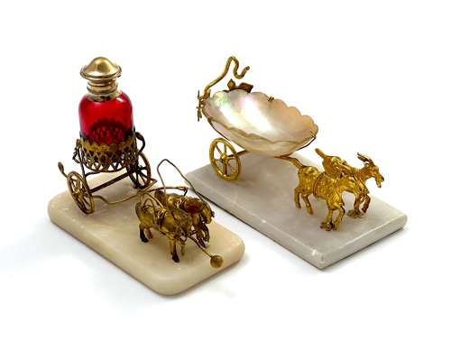 Antique Palais Royal Dore Bronze Carriage with Perfume Bottle
