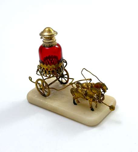 Antique Palais Royal Dore Bronze Carriage with Perfume Bottle