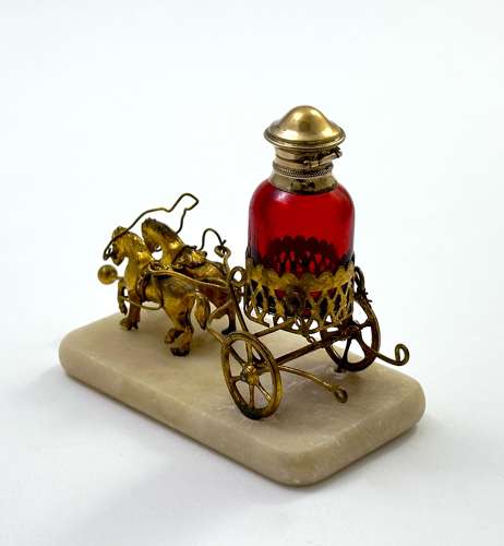 Antique Palais Royal Dore Bronze Carriage with Perfume Bottle