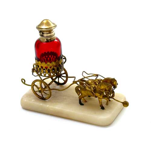 Antique Palais Royal Dore Bronze Carriage with Perfume Bottle
