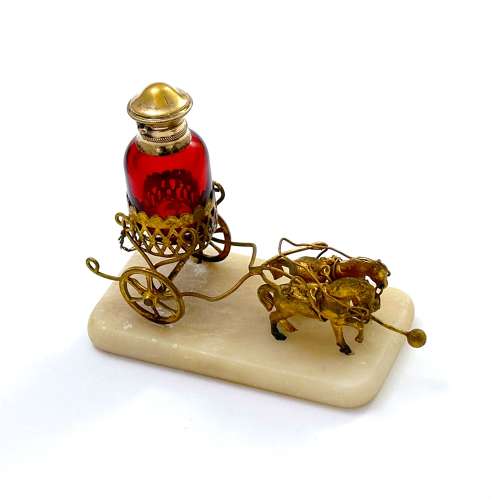 Antique Palais Royal Dore Bronze Carriage with Perfume Bottle