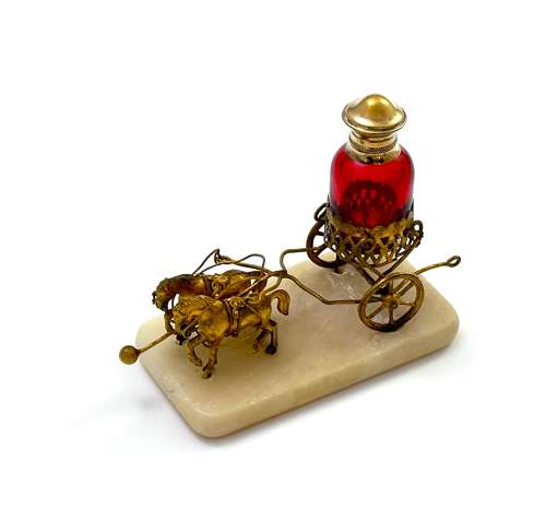 Antique Palais Royal Dore Bronze Carriage with Perfume Bottle