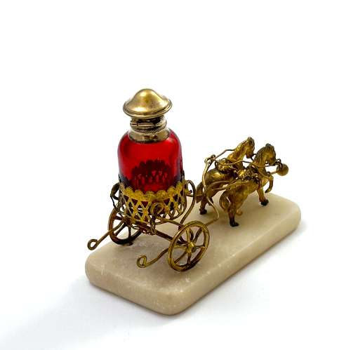 Antique Palais Royal Dore Bronze Carriage with Perfume Bottle