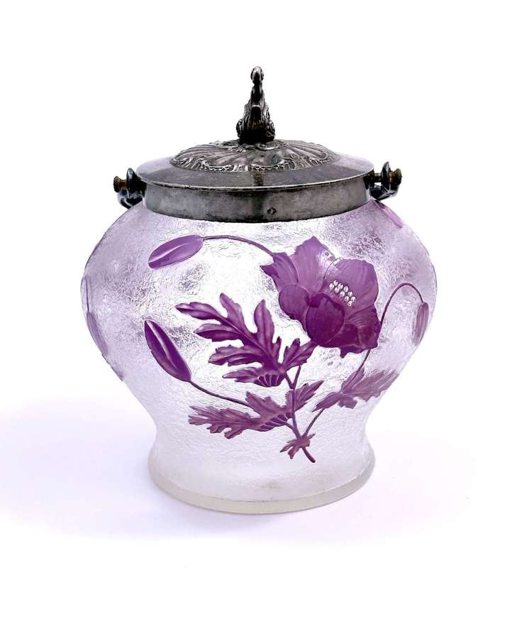Antique French Hand Painted Flower&nbsp;Biscuit Barrel.