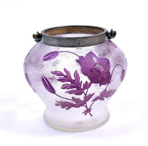 Antique French Hand Painted Flower Biscuit Barrel.