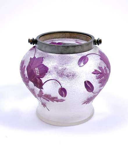 Antique French Hand Painted Flower Biscuit Barrel.