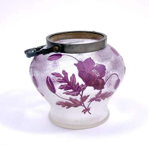 Antique French Hand Painted Flower Biscuit Barrel.