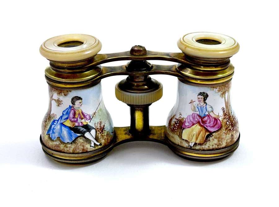 A Lovely Pair of Antique French&nbsp;Enamelled Opera Glasses.