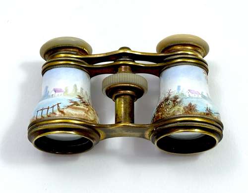 A Lovely Pair of Antique French Enamelled Opera Glasses.