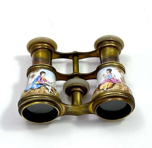 A Lovely Pair of Antique French Enamelled Opera Glasses.